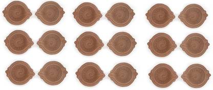 BS NATURAL Brown Diya's | Diyas for Pooja (Pack of 18) Earthenware (Pack of 18) Table Diya