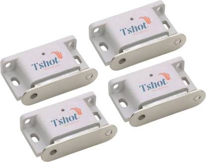 Tshot Door Magnet Catcher, Door Mounted, Door Stopper Magnet For Cabinet, Cupboard, Wardrobe, Kitchen, Bathroom Office / Door Closer Magnet (White, Silver) (Pack Of 4) Magnet Door Catcher (Pack Of 4) Door Mounted Door Stopper