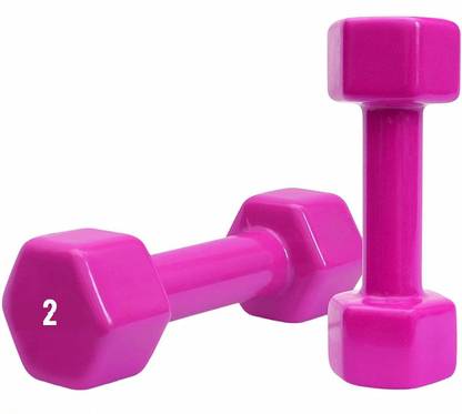 Fitness India Neoprene DUMBBELL 2 kg each (Set of 2) with Vinyl Coated Non-Slip Handle Fixed Weight Dumbbell