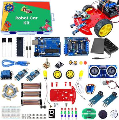 Quad Store 3in1 Robotic Car learning Kit compatible with Arduino IDE and Uno R3 Electronic Components Electronic Hobby Kit