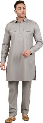 Men Cotton Blend Kurta Set