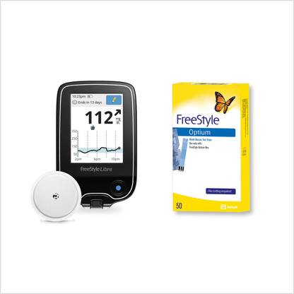 FreeStyle Libre Flash Glucose Monitoring System (Reader & sensor) With 50 Strips Free Glucometer