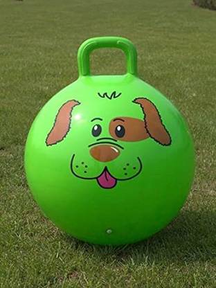 Pseudo BIG SIZE Bouncing Space Hopper Ball Hop Hopping Ball Inflatable Bouncer Hoppity Hop Jumping Ball Children Yoga Outdoor Game Gymnastic Hopper Jump N Bounce Retro Ball Handle Ride-on Toy Bouncy for Kids(25Inches With Handle) (Random Color)(Random Cartoon Print) Inflatable Hoppers & Bouncer
