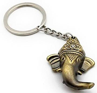 kd collections KD337-Ganesha Keychain Metal|Ganesh Key Chain|Ganesh Keyring|Ganesh Key Chains Metal|Ganesh Key Ring|Ganesh Keychains for car-(Golden Color) Key Chain