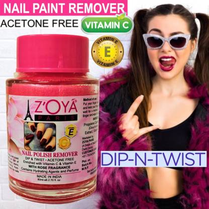 ZOYA PARIS Ultimate Dip & Twist Instant Nail Polish Remover - Acetone Free, Enriched with Vitamin C or Vitamin E with ROSE Fragrance. Contains Hydrating Agents & Perfume.