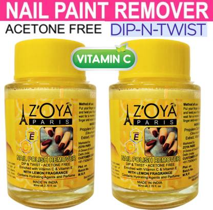 ZOYA PARIS Nail Polish Remover! Dip & Twist Instant! Remover - Enriched with Vitamin C or Vitamin E with Lemon Fragrance. Contains Hydrating Agents & Perfume. Contains Hydrating Agents & Perfume. (PACK of 2)