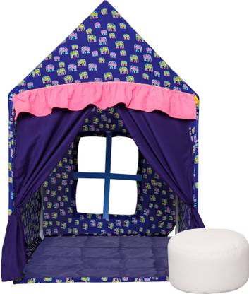 सेकंड मे Kids Canvas Play house multi color tent small Size with Quilt and Bean Bag with Beans