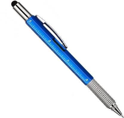 Vinayakart Ballpoint Pen Ruler Level Screwdriver Flathead Bit Slotted screwdriver BLUE Multi-function Pen