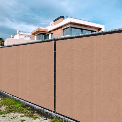 Hippo Privacy Screen Fence Heavy Duty Shade Net with Polyester Band, Brass Eyelets & Tie Cords (Sand, 1.5 mt X 10 mt) Pet Fence