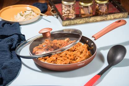 dePRISM Sapphire Nonstick FRY PAN, with induction - Bronze Fry Pan 28 cm diameter with Lid 1 L capacity