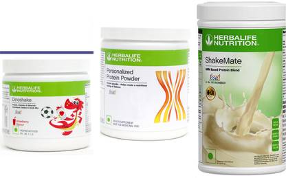 HERBALIFE personalized protein powder (200g)+ dinoshake strawberry (200g)+shakemate (500g) Plant-Based Protein