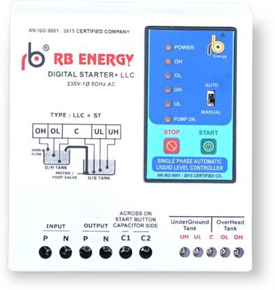 आरबी सोलर एनर्जी Fully Automatic Water Level Controller For Submersible Pump With Auto Starting Torque Wired Sensor Security System वायर्ड सेंसर सिक्योरिटी सिस्टम