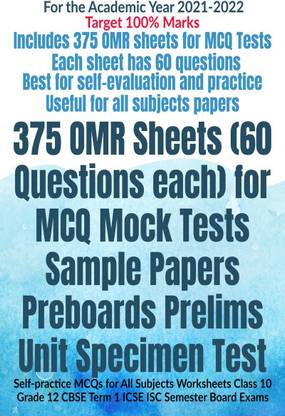 375 OMR Sheets (60 Questions each) for MCQ Mock Tests Sample Papers Preboards Prelims Unit Specimen Test