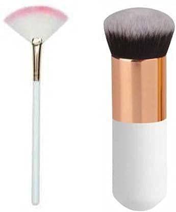 VARFAX Women's Wooden Fan Brush For Face Makeup Highlighter With Foundation Brush