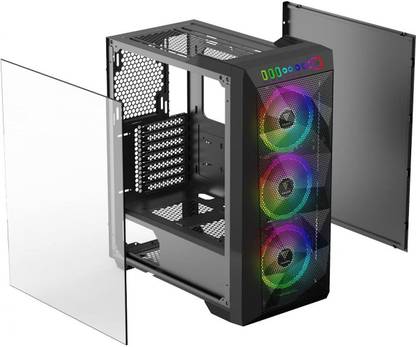 GAMDIAS Athena M1 Elite Side Tempered Glass Panel with Magnetic Dust Filter & 3 Built-in 120mm Trio Rings ARGB Fans Mid Tower Cabinet with USB 2.0 and USB 3.0 Ports Compatible with Computer