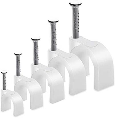 Dekmy Circle Cable Clips, Cable Clips with Steel Nails , Cable Management clip, Hook & Loop Cable Tie (Pack of 100) 4 MM Plastic Hook & Loop Cable Tie