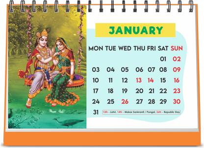 Religious Calendar 2022 Escaper Lord Krishna Lord Ganesha 2022 Devotional Table Calendar (A5 Size -  8.5 X 5.5 Inch - 12 Pages Month Wise), Religious Calendar 2022 2022 Table  Calendar Price In India - Buy