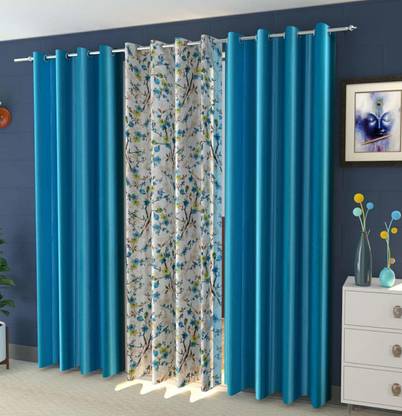 HOMYHISE 152.4 cm (5 ft) Window Polyester Room Darkening Curtain (Pack Of 3)