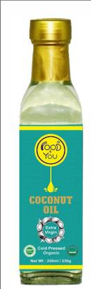 Food 4 You Coconut Oil 250ml,Pack Of 1 (Imported) Coconut Oil Glass Bottle