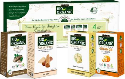Indus Valley Bio Organic Face Pack for Brighten Complexion, Natural Skin Glowing Combo Pack- (4 x 30 g)