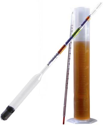BrewMart India Test Jar- Thermometer Triple Scale Alcohol Hydrometer, Wine Making Test Density, Alcohol And Brix High Level Accurate Hydrometer