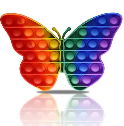 Hasper Tex pop it Butterfly Fidget Toys | Simple dimple Fidget Toy for Kids Toys | Pop its Stress Relief Gadgets | Sensory Toys Kids | Satisfying Bubble Toy Game for Child ( Butterfly Rainbow Design )