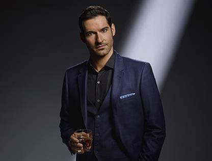 Tom Ellis Violet Clothing Violet Suit Black Shirt Lucifer Tv Series Matte Finish Poster Paper Print