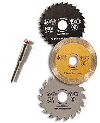 uptodateprouducts Circular Saw Set with Spindle Attachment Fit to All Types of Rotary Tools and Drill Machine (Blue) 3 Pieces Rotary Tools Rotary Bit Set