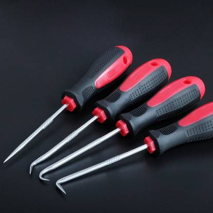 A&S TOOLSHOP Seal Remover, 4pcs Long Car Pick and Hook Set Oil Seal Remover Tools for Seal Gasket Hoses O-Ring universal spanner Car Pick Set Precision Screwdriver Set