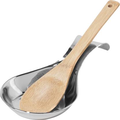 MOSAIC Stainless Steel Spoon Rest/Spoon/Spatula/Ladle Rest Holder, Heavy Duty & Brushed Finish, Stainless Steel Serving Spoon
