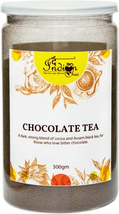 The Indian Chai Chocolate Tea 300g, Cocoa Blended with Assam Ctc Tea and Chocolate Rice, 100% Natural Chocolate Tea Plastic Bottle