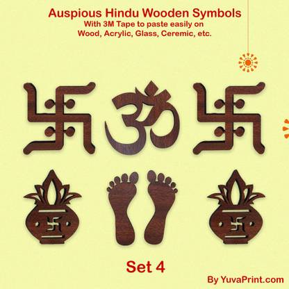 yuvaprint Auspicious Hindu Symbols Pack of 6