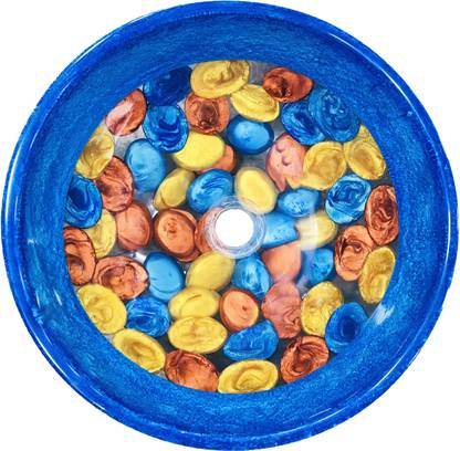CTM 16 INCH Resin Bowl Wash Basin in Blue Multi Color Table Top Basin with Stand Wall Hung Basin