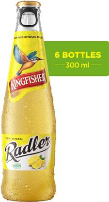 Kingfisher Radler Non Alcoholic Beer Malt Drink Lemon 6 Glass Bottles, 300ml Each Glass Bottle