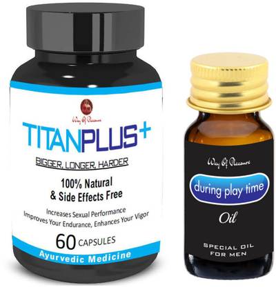 Way Of Pleasure Titan Plus Black 60 Capsule With 100% Ayurvedic During Play Time Oil 15 ML Stamina For Men Immunity | Pleasure | Booster Oil