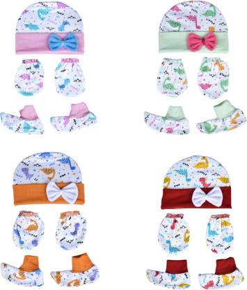 Honey Boo Supersoft cotton Booty, Mitten and Cap combo for new born baby boy and baby girl