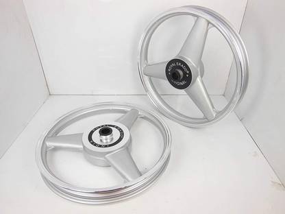 ROYAL ERADO STAR Diamond Mercedes SILVER Alloy Wheel Set | Front 19" Disc Abs & Rear 19" Drum Brake Abs Front, Rear Alloy Aluminium Royal Enfield Electra Motorbike Tyre Rim
