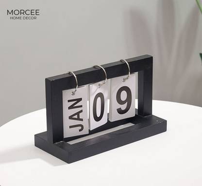 Morcee Wooden Table Calendar (Black) Date and Month Table Calendar