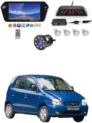 AYW 7 Inch 16:9 TFT LED Car Rearview Monitor Mirror with Touch Button With White Parking Sensor & Camera For Old Santro Universal For All Models Car Stereo