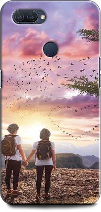 INDICRAFT Back Cover for Realme 2, RMX1805 SWEET HUG, LOVE, GIRL AND BOY, COUPLES, TOGETHER, MOON, AMORE