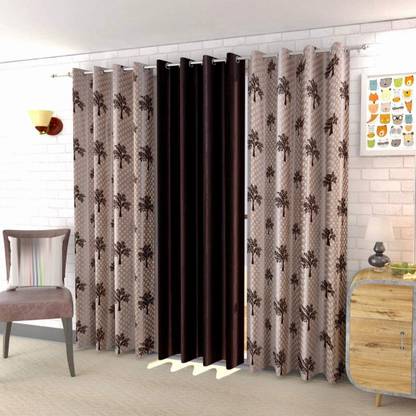 BANAVY 214 cm (7 ft) Polyester Room Darkening Door Curtain (Pack Of 3)