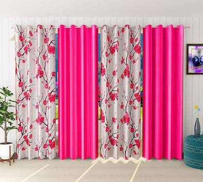Parda Sansar 213 cm (7 ft) Polyester Room Darkening Door Curtain (Pack Of 4)