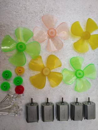 SAI ROBOTIC DYN 001 DYNAMO / TURBINE MAKING KIT WITH PULLY, FAN BLADE & L.E.D. = 5 EACH FOR SCHOOL PRESENTATION Educational Electronic Hobby Kit