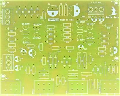 VASP Electronics Stereo Bass Mid Treble Board Using BC547 BC557 Transistors - PCB only Electronic Components Electronic Hobby Kit