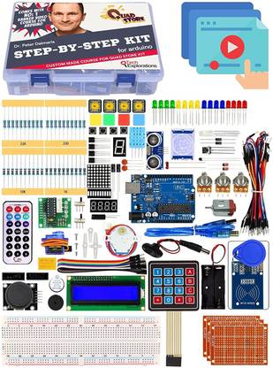 Quad Store Tech Explorations kit with video course for beginners compatible with Arduino IDE and Uno R3 Electronic Components Electronic Hobby Kit