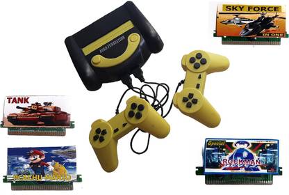 PTCMart inext Aoko TV video GAME 8 Bit fun station Game Console with inbuilt games like (contra, super Mario Bros, Double Dragon, Duck Hunt, Gradius, F1 Race etc… ) and 4 cassettes are extra with game console NA GB with 4 CASSETTEES LIKE (TANK / PCACHU / SKY FORCE / ROCKMAN)