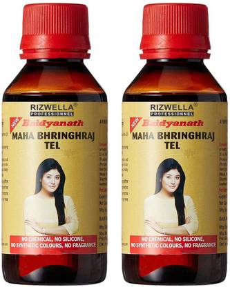 RIZWELLA Baidyanath Mahabhringraj Tail Pack of 2 - (400 ml) Hair Oil