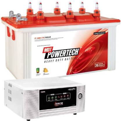 POWER TECH PT 24000+Microtek E2 1025 Tubular Inverter Battery