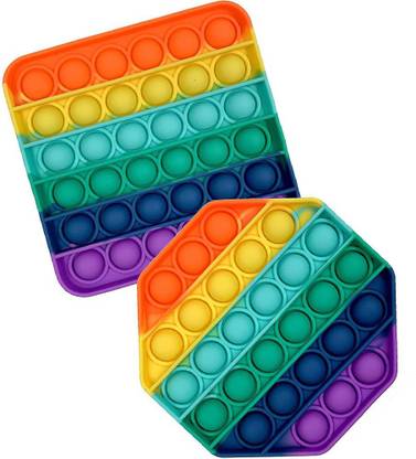 HIM TAX Pop It Fidget Toys, Push pop .Bubble figit Sensory Toys, Silicon Satisfying Relaxing Toys, Simple dimple Fidget Toys for Kids Girls Boys Adults (Square & Octagon)