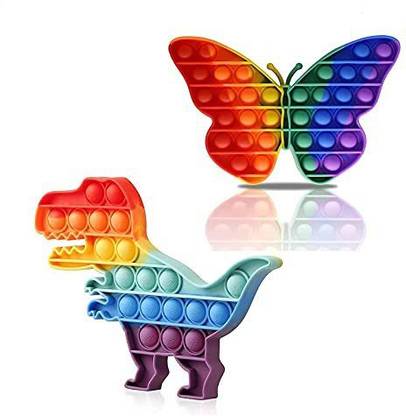 Hasper Tex Packs Bubble Pop Poop it Fidget Toy, Sensory Anxiety Stress Relief Satisfying ADHD Cheap fidgets Bubble Figetget Big Popper Po Figit Set,Dinosaur Rainbow (Multicolor)